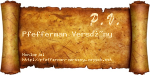 Pfefferman Versény névjegykártya